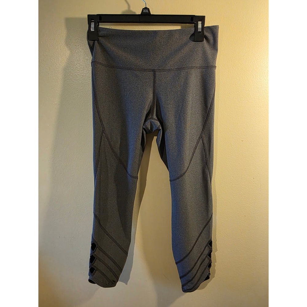 Under Armour HeatGear Gray Compression Crop Leggings Lattice Ankle Womens M